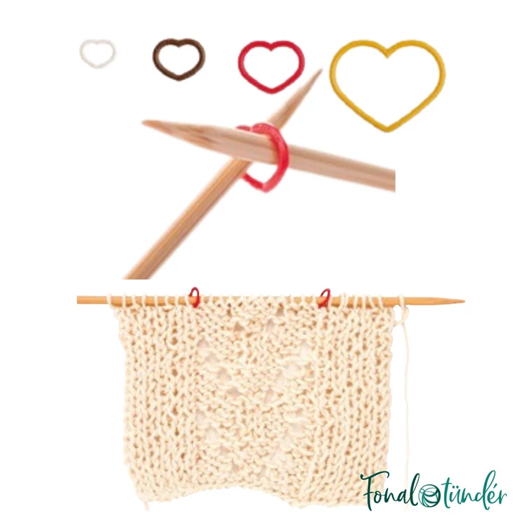 Tulip Szív alakú szemjelölők S-M-L - stitch markers set - 15db - 02