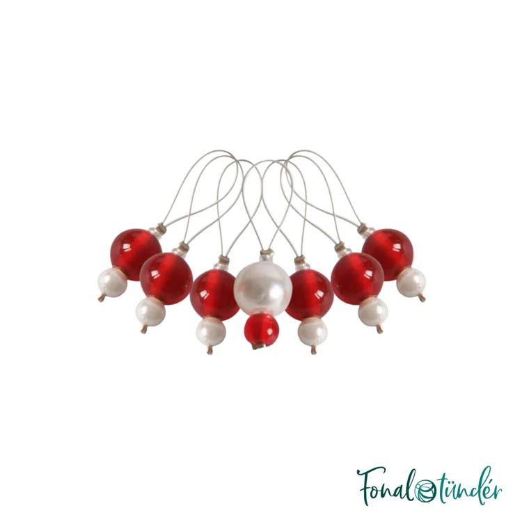 KnitPro Stitch markers Amaranth red - piros gyöngyös szemjelölő készlet - 7db