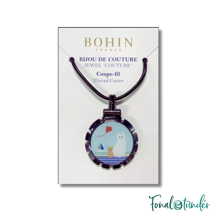 Bohin Thread Cutter Pendant - cat- fonalvágó nyaklánc - macskás - 02