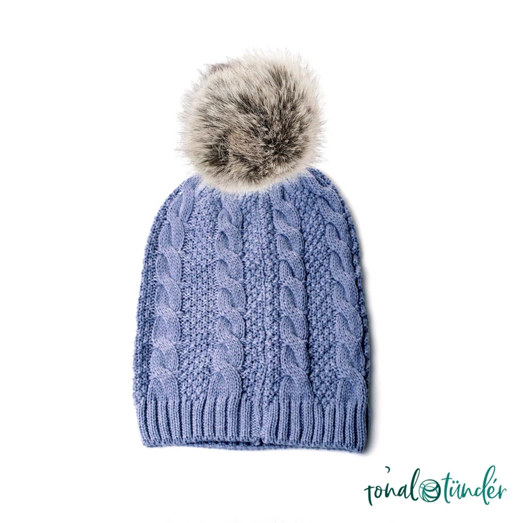 Fake Fur Pompom - Black Nature - műszőr pompon sapkához - fekete-drapp - 02
