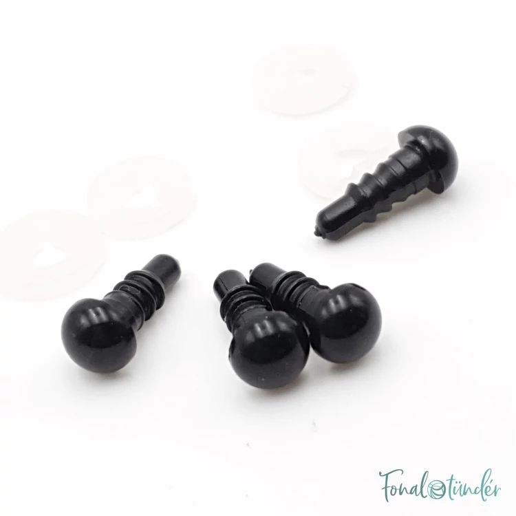 Fekete baba/figura szemek - biztonsági - black safety eyes -6mm