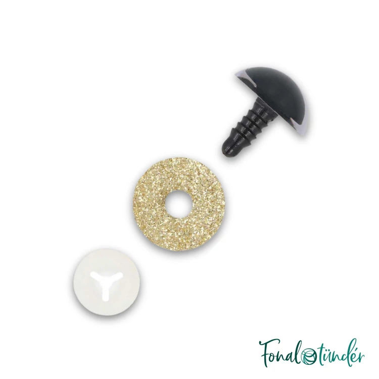 Csillogós arany  cica szemek - glitter gold cat eyes - 12mm