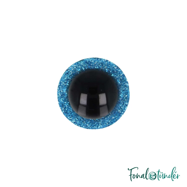 Csillogós kék baba/figura szemek - glitter blue safety eyes - 12 mm