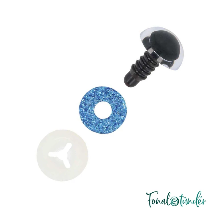 Csillogós kék baba/figura szemek - glitter blue safety eyes -8mm