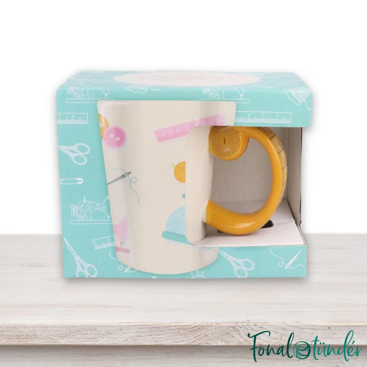 Kézművesek Bögréje - varrócentis füllel - Ceramic  Mug
