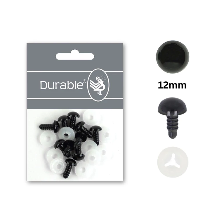 Fekete baba/figura szemek - biztonsági - black safety eyes -12mm