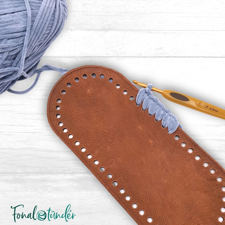 Kézműves Bőr Táska Alj - Horgolt Táskákhoz - 10x32cm 