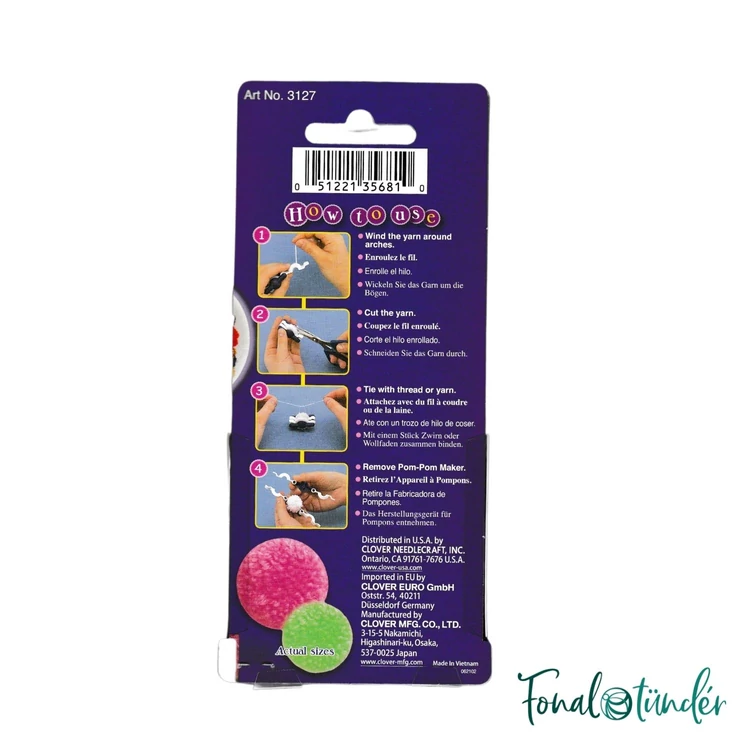 Clover Mini Pom-Pom Készítő Készlet  - 20mm, 25mm - Pompom Maker Set - 03