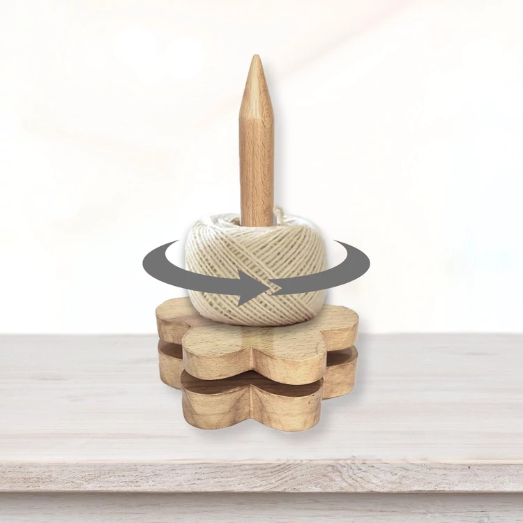 Virág alakú forgó fa fonaladagoló / Wooden rotating yarn holder spinner - Fonaltündér