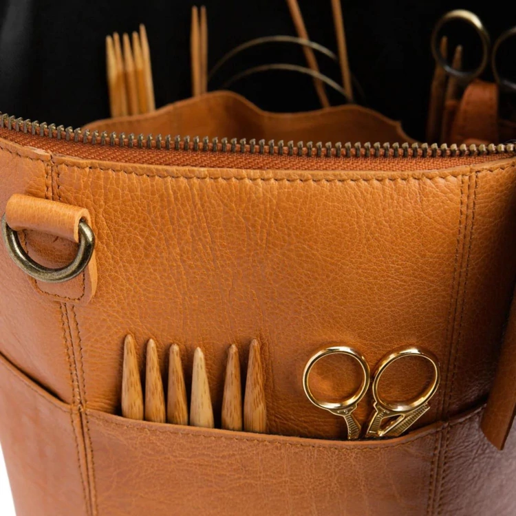 MUUD Saturn Project Bag XL - bőr kézimunka táska - kötéshez, horgoláshoz