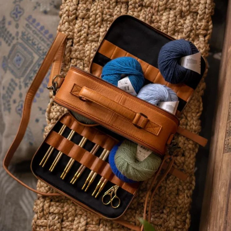 MUUD Lilly Project Bag - bőr kézimunka táska - kötéshez, horgoláshoz - 02