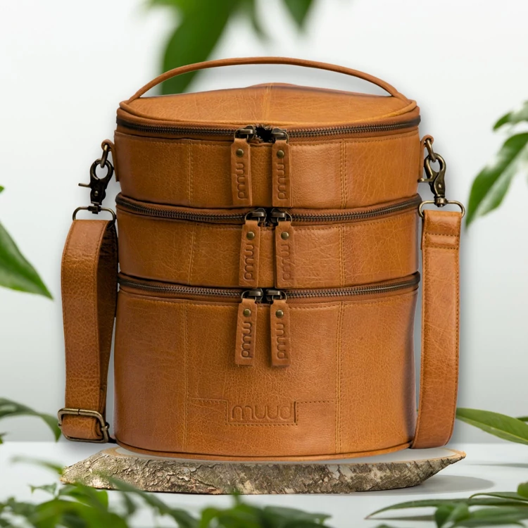 MUUD Bturn Project Bag - bőr kézimunka táska - kötéshez, horgoláshoz, hímzéshez