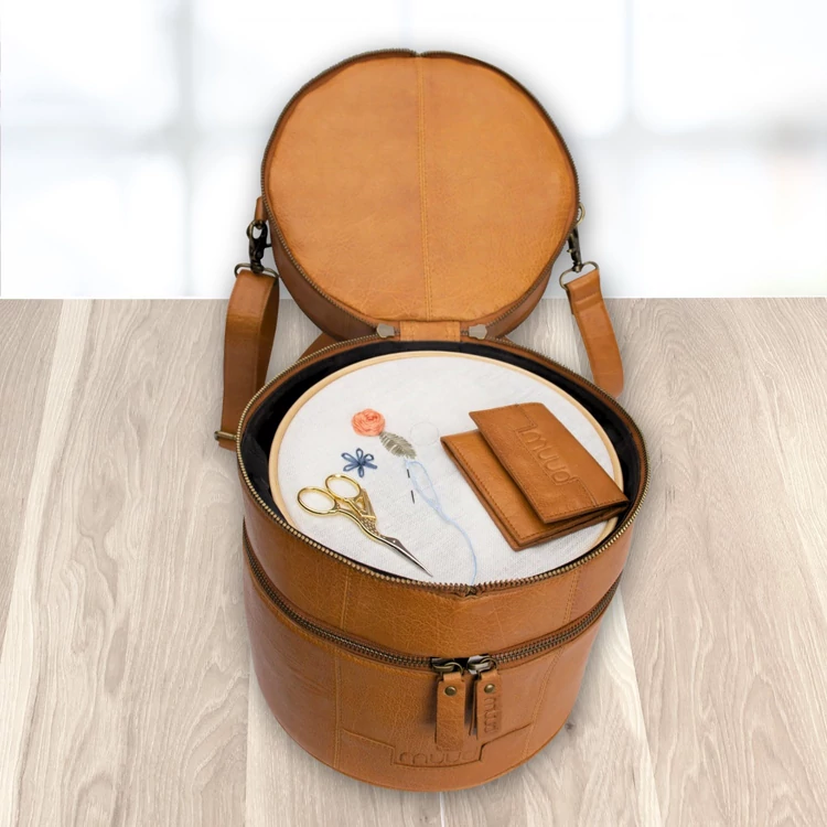 MUUD Bturn Project Bag - bőr kézimunka táska - kötéshez, horgoláshoz, hímzéshez