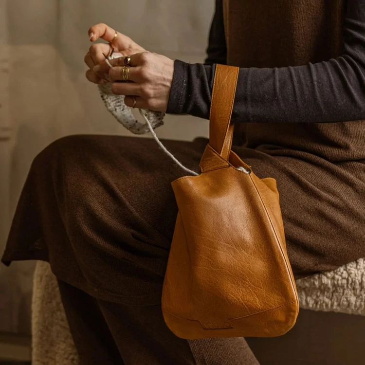 MUUD Dzana Project Bag - bőr kézimunka táska - kötéshez, horgoláshoz