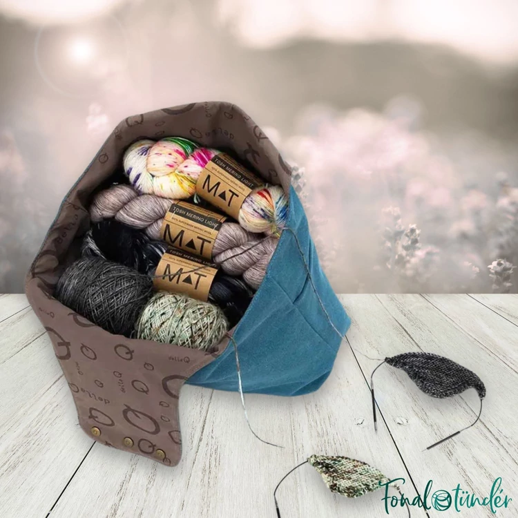 Della Q Nora Big Bucket Blue project bag - kék fonaltartó táska