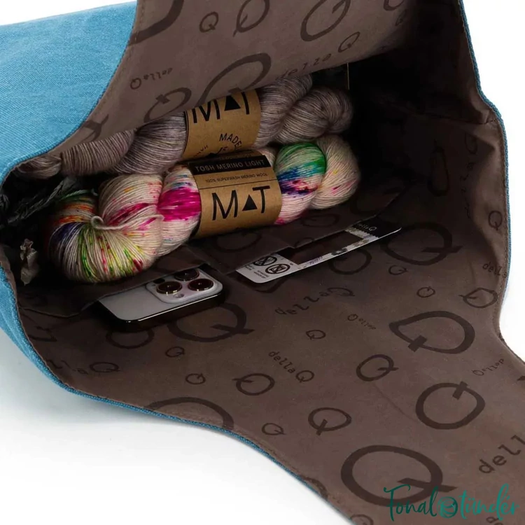 Della Q Nora Big Bucket Blue project bag - kék fonaltartó táska