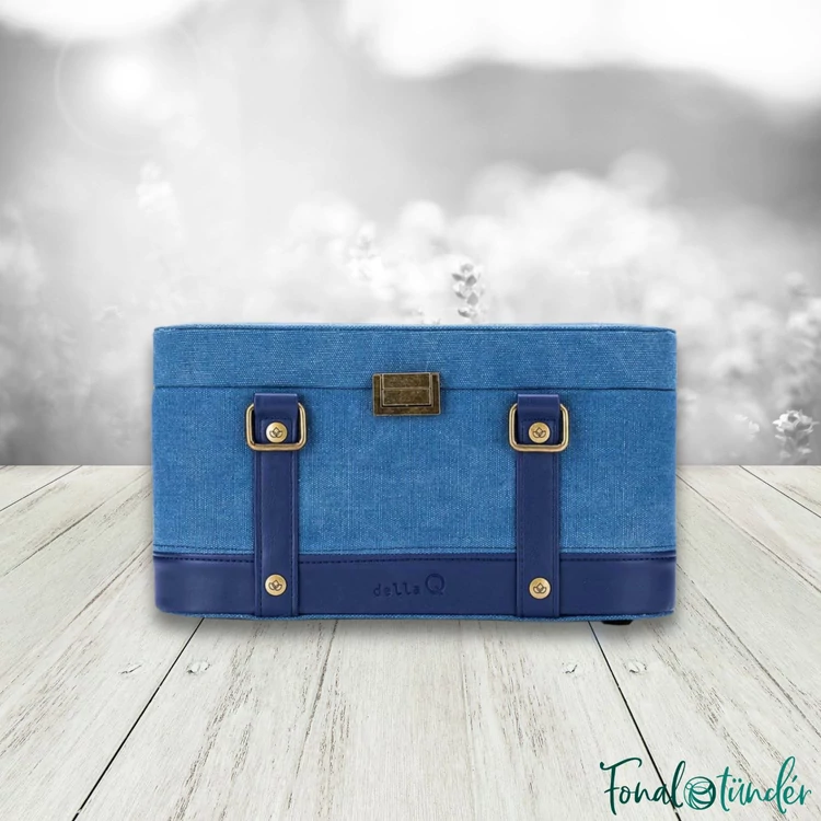 Della Q - Train Case - Indigo - Fonaltartó Táska - indigókék
