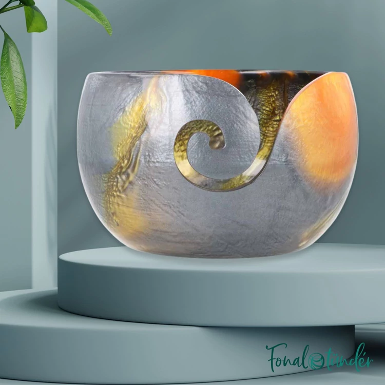 Scheepjes Black Metallic Marble - Yarn Bowl - Fonaltartó Tál - 15cm