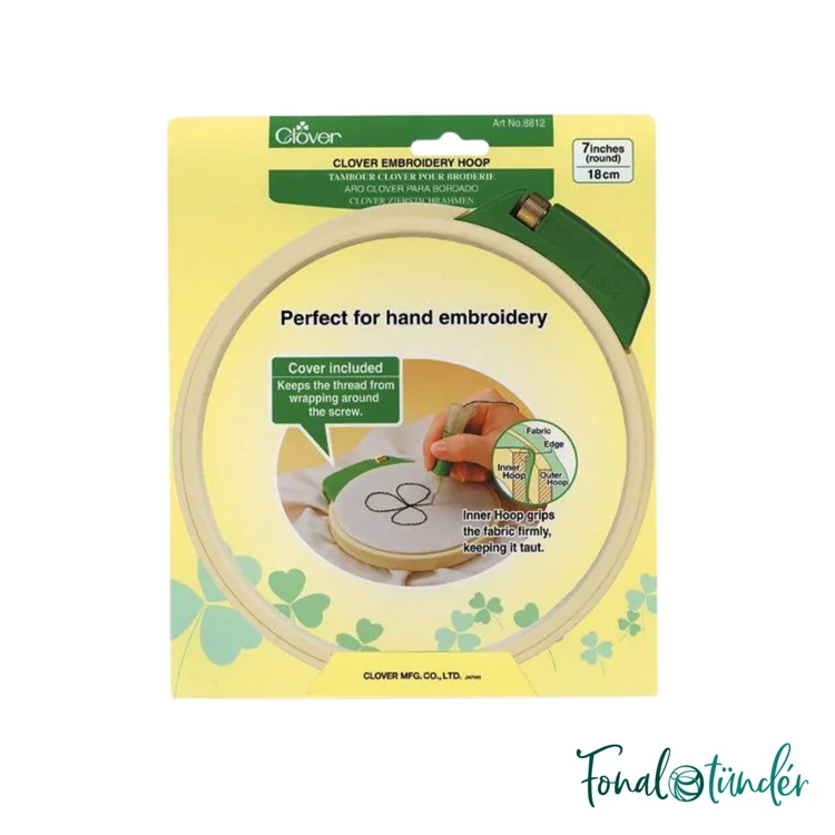 Clover  Embroidery Hoop - Hímzőkeret - hímzőtoll technikához - 18cm