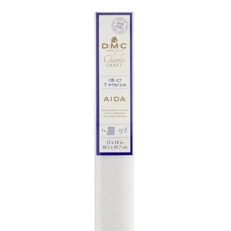 DMC Aida 18 count Fabric White - aida hímzővászon keresztszemes hímzéshez - 38x45cm