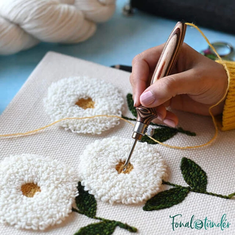 KnitPro Punch Needle Set - Earty - Hímzőtoll készlet - barna színekben - 03