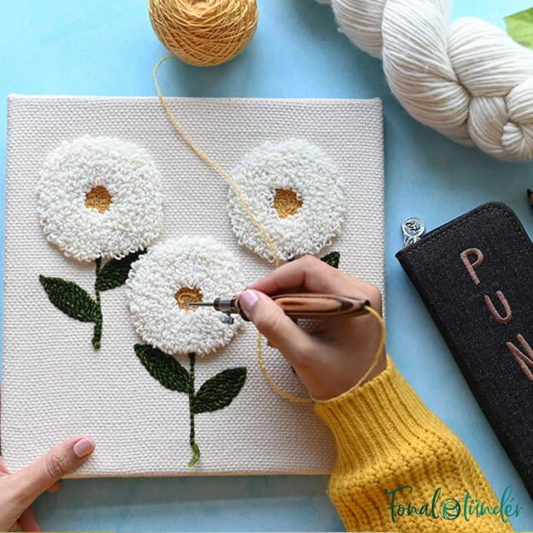 KnitPro Punch Needle Set - Earty - Hímzőtoll készlet - barna színekben - 04