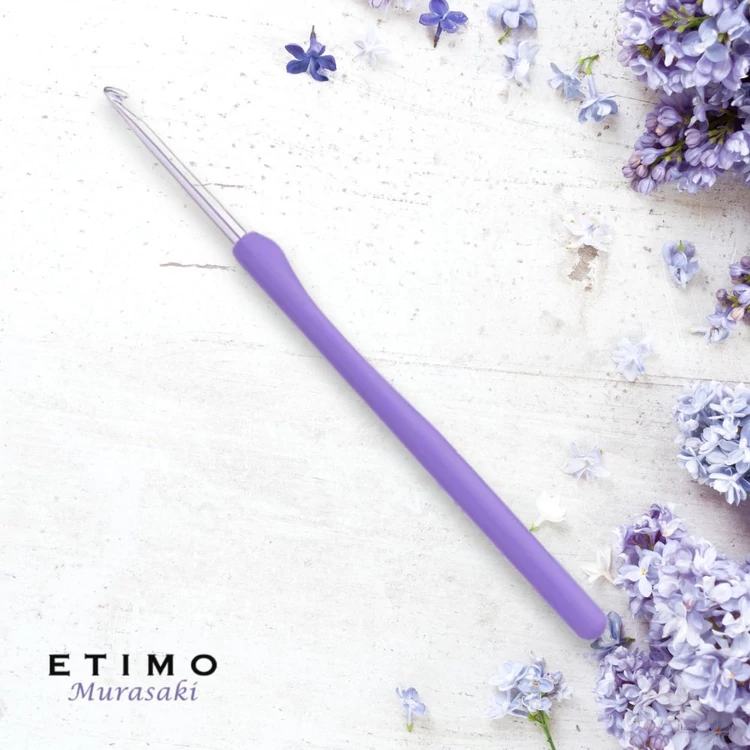 Tulip Etimo Murasaki 3.5mm crochet hook with soft grip made in Japan