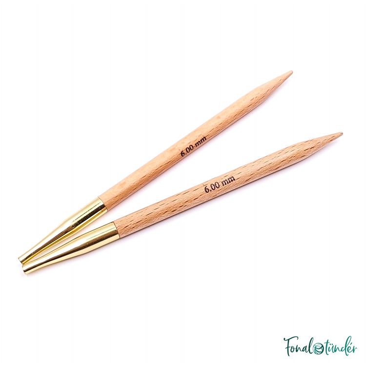 KnitPro Basix Birch - cserélhető fa körkötőtű fej - 6mm