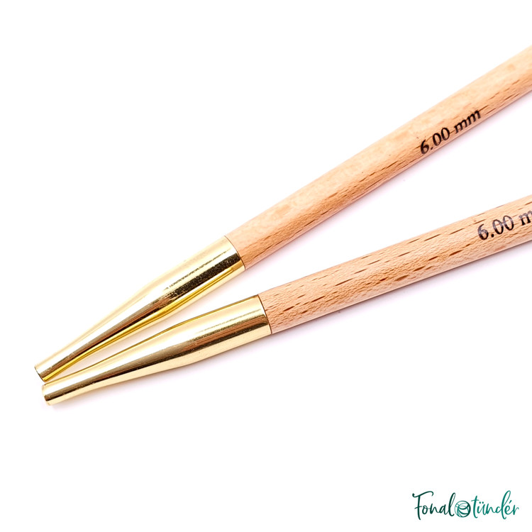 KnitPro Basix Birch - cserélhető fa körkötőtű fej - 6mm