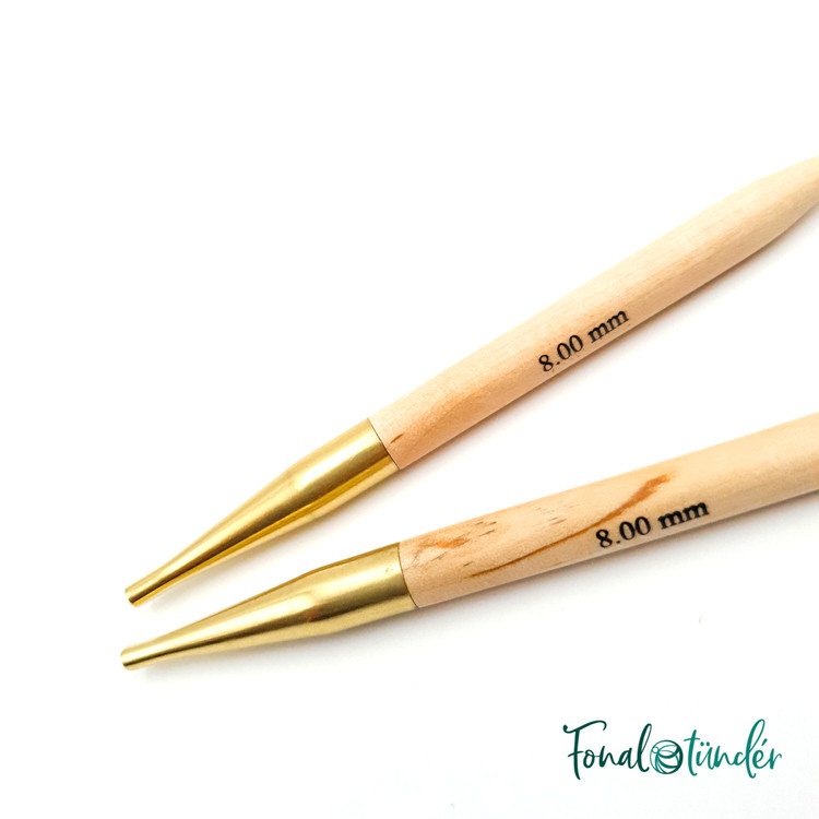 KnitPro Basix Birch - cserélhető fa körkötőtű fej - 8mm
