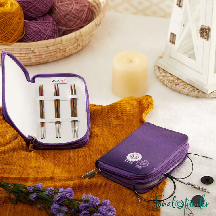 KnitPro Symfonie - cserélhető nemesfa körkötőtű fej és kábel szett