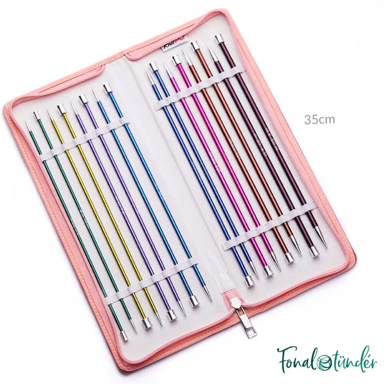 KnitPro Zing - egyenes fém kötőtű készlet - 35cm