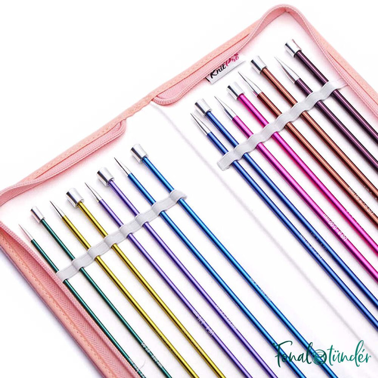KnitPro Zing - egyenes fém kötőtű készlet - 35cm