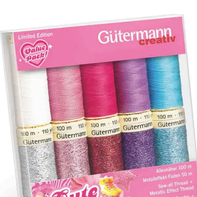 Gütermann Cute and Pink - glitter varrócérna készlet