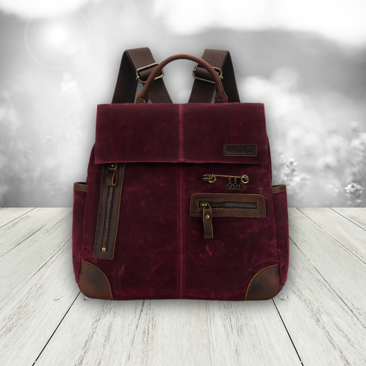 Della Q Makers Canvas backpack - Fonaltartó Táska - sötétvörös