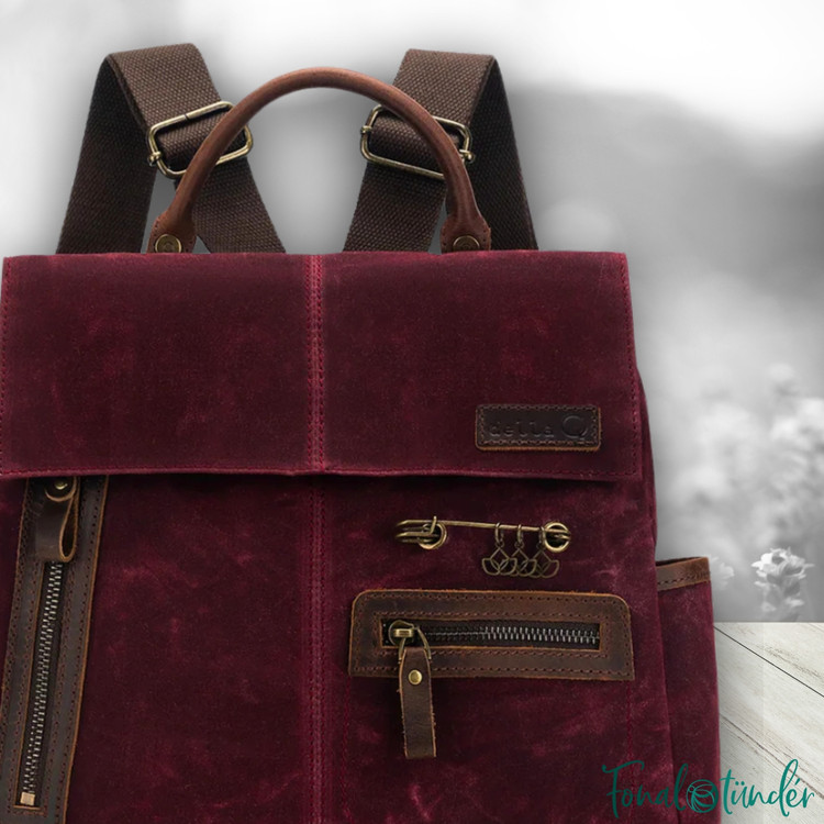 Della Q Makers Canvas backpack - Fonaltartó Táska - sötétvörös