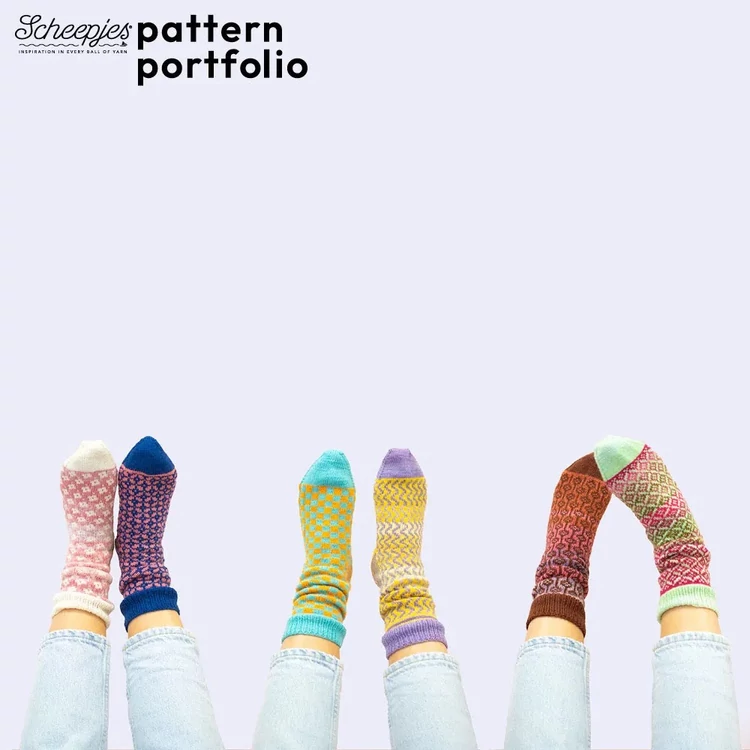 Scheepjes Pattern portfolio Arcadia - 11 knitted socks patterns - zokniminták angolul