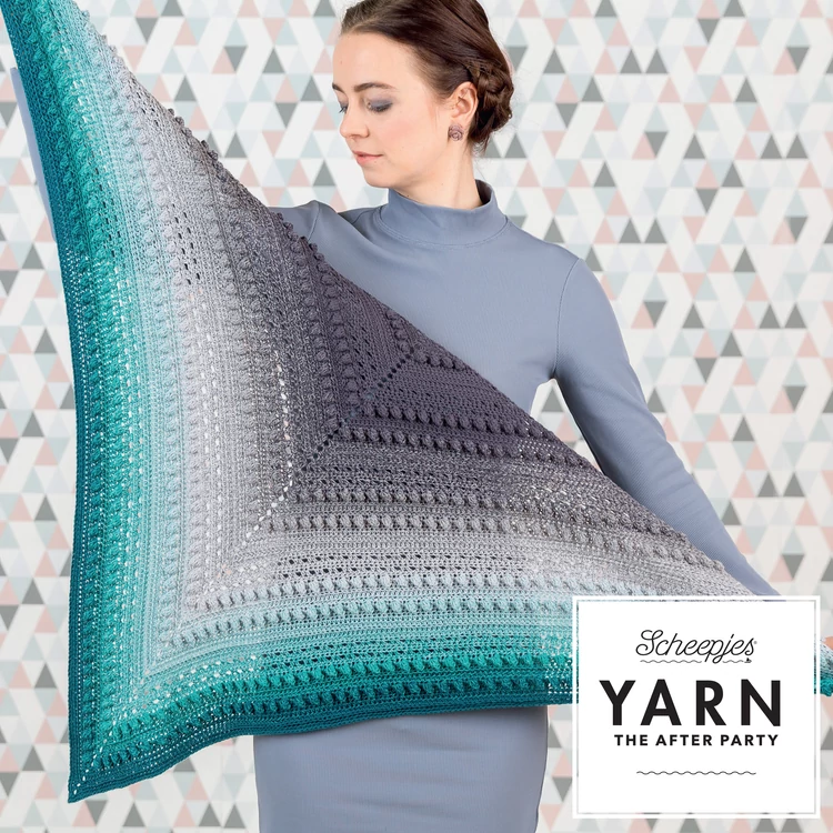 Scheepjes - Stormy Day Shawl - Türkiz Teadélután Vállkendő - horgolásminta - crochet pattern