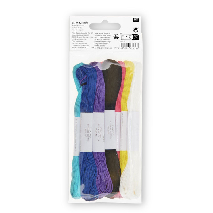 Rico Standed Cotton - Rainbow - hímzőfonal csomag - 10db