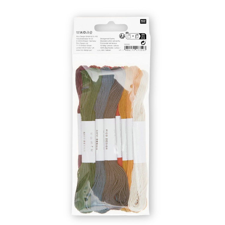 Rico Standed Cotton - Earthy - hímzőfonal csomag - 10db