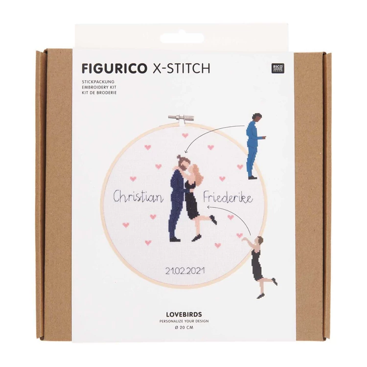 Rico Figurico - Lovebirds - embroidery kit - Szerelmespár keresztszemes hímzéscsomag