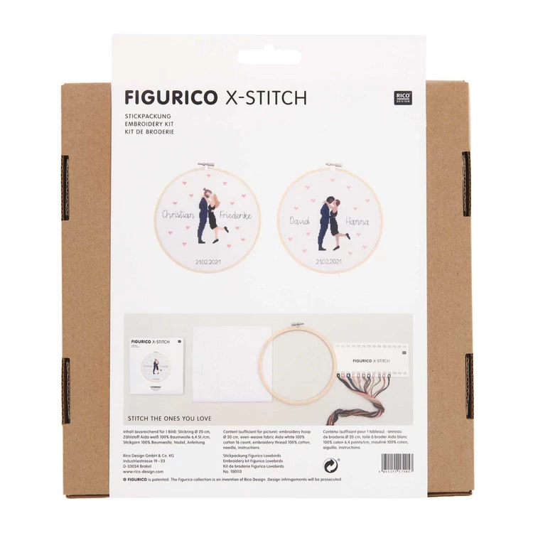 Rico Figurico - Lovebirds - embroidery kit - Szerelmespár keresztszemes hímzéscsomag