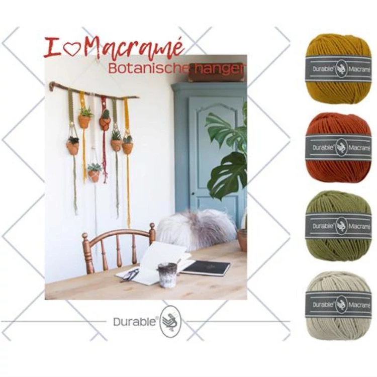 Durable Macrame Botanical Hanger - makramé csomag falidíszhez