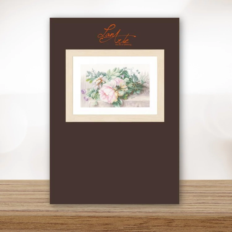 Lanarte Embroidery kit - Peonies - Bazsarózsák - keresztszemes hímzés csomag