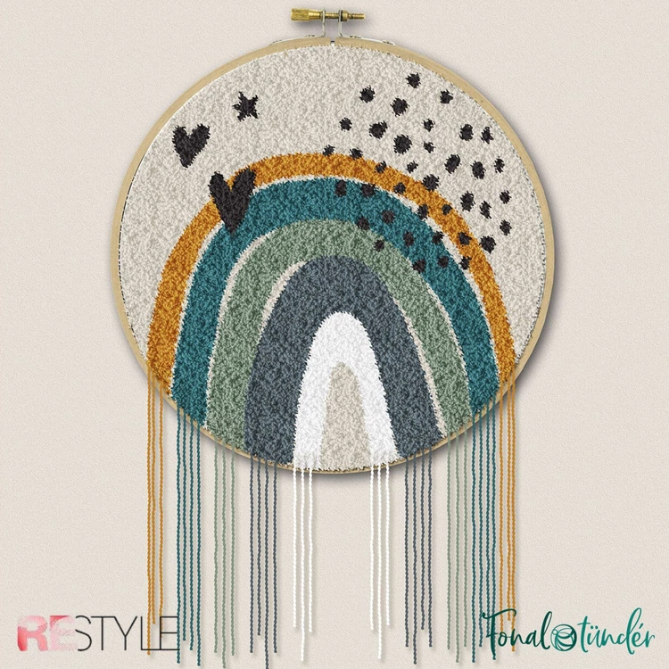 ReStyle Rainbow Punch Needle Kit - Szivárvány hímzés készlet hímzőtollal