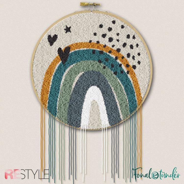 ReStyle Rainbow Punch Needle Kit - Szivárvány hímzés készlet hímzőtollal