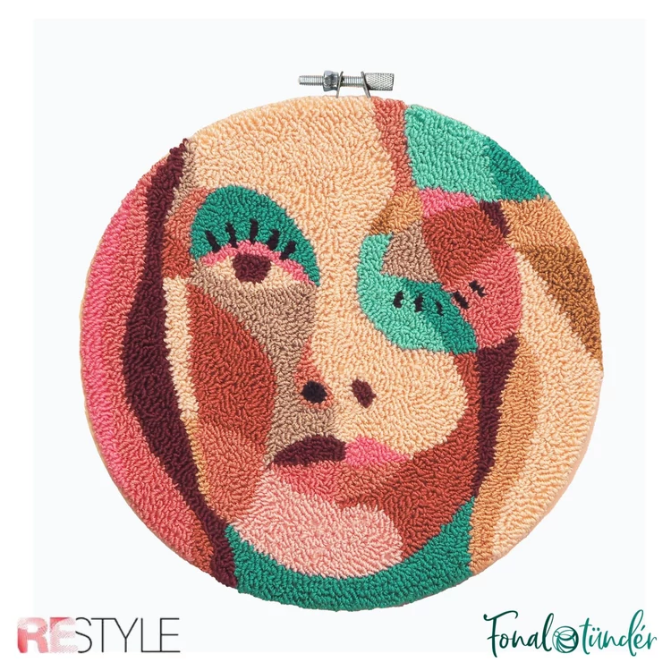 ReStyle Abstract Face Punch Needle Kit - hímzés készlet hímzőtollal