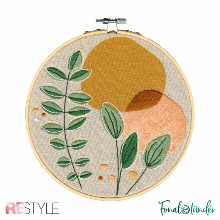ReStyle Abstract Nature Embroidery Kit - hímzés készlet Hímzőkerettel, fonalakkal