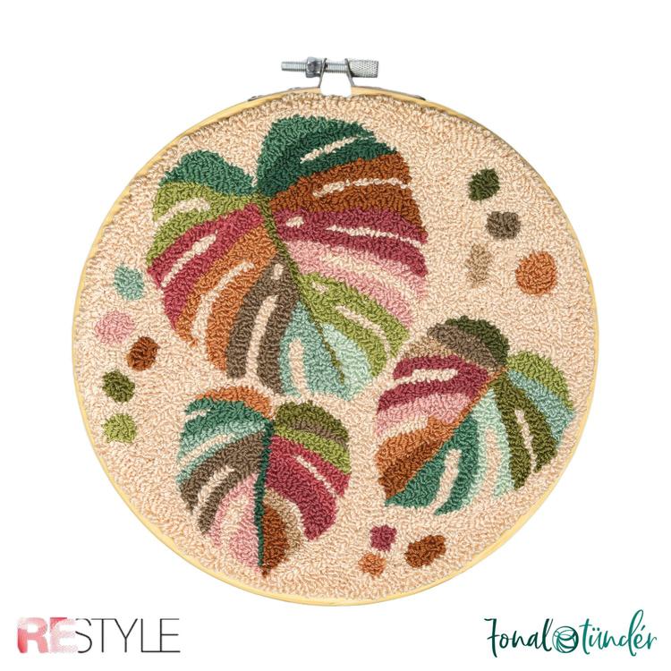 ReStyle Botanic Punch Needle Kit - színes leveles hímzés készlet hímzőtollal