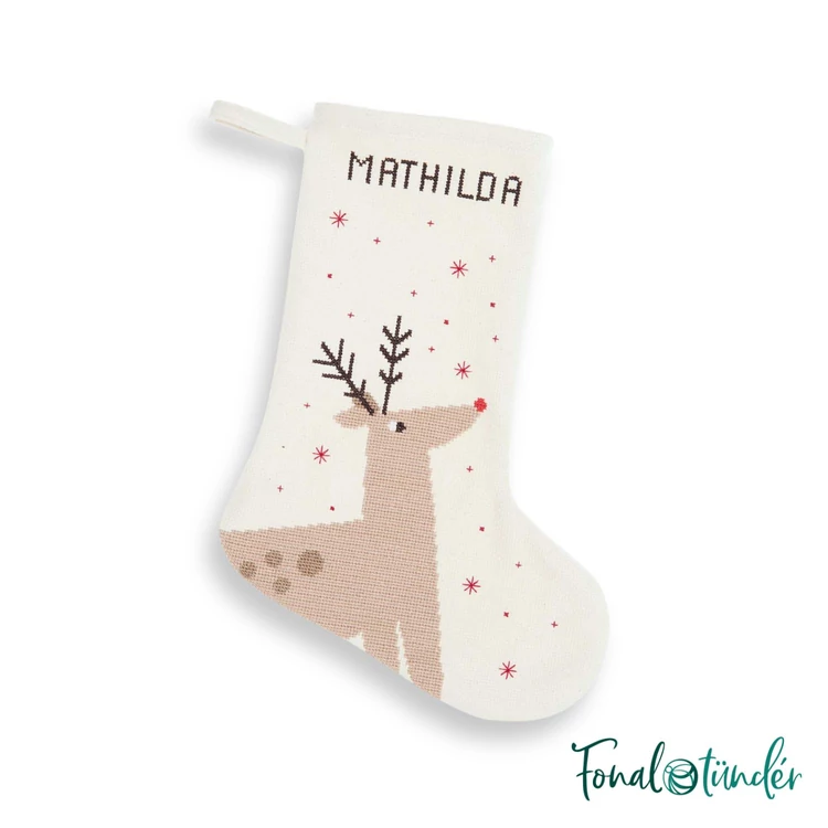 Rico Christmas Reindeer Boot - embroidery kit - karácsonyi zokni hímző készlet